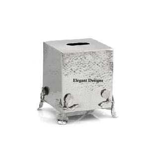 Caja de pañuelos para decoración de fiestas y eventos asequible, caja de pañuelos chapada en cobre con acabado martillado, caja de pañuelos elegante de forma cuadrada - Product Image 5