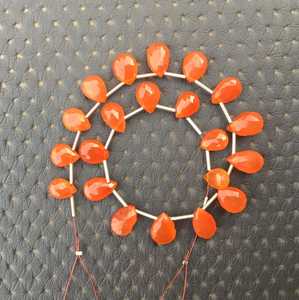 21 Cuentas de naranja facetadas Briolette con forma de pera de piedra preciosa de cornalina Natural de alta calidad para la fabricación de joyas - Product Image 5