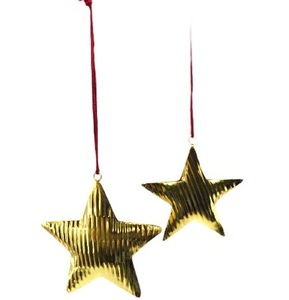 ใหม่มาถึงชุด2 LINERออกแบบคริสต์มาสแขวนเครื่องประดับโลหะดาวสีทองต้นไม้คริสต์มาสตกแต่ง - Product Image 1