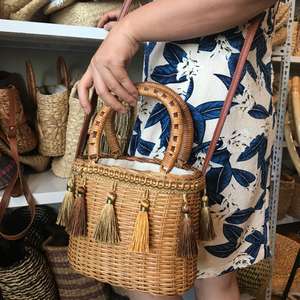 2020 Nouveau sac en rotin design avec décor de gland avec doublure en coton - Product Image 5