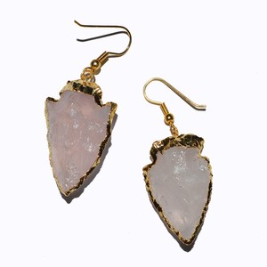Get Online-pendientes de punta de flecha de cuarzo rosa: pendientes de punta de flecha de cuarzo rosa para la venta - Product Image 1