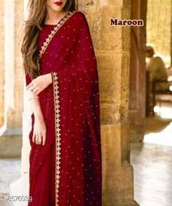 Vêtements de soirée brodés lourds nouvelle collection toutes tailles et couleurs tissu en filet brodé femmes indiennes portent Saree prêt à l'emploi avec vêtement - Product Image 5