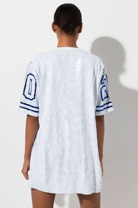 Abito T-Shirt Personalizzato Blu per Esibizioni Teatrali di Confraternite, Maglia con Numero 20 per Donne, Jersey con Paillettes Zeta Phi Beta - Product Image 3