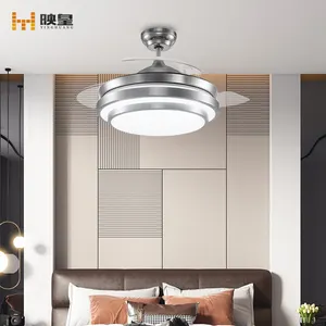 Light Fan 36/42 Inches 25/40W LED Silent Remote Cealing Retractable Reversible Silver Ceiling Lights Fans