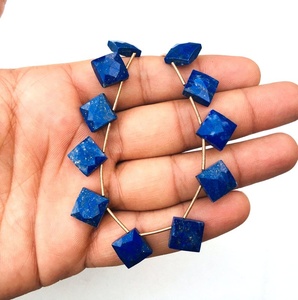 Lapis Lazuli naturel 21 pièces à facettes forme carrée fabrication de pierres précieuses bijoux bleus Bracelet collier pendentif - Product Image 2