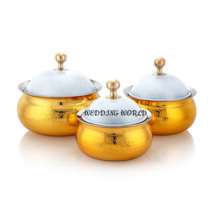 Casserole de créateur en acier inoxydable martelé poli à la main avec miroir Chauffe-plats en métal de luxe les plus vendus - Product Image 5