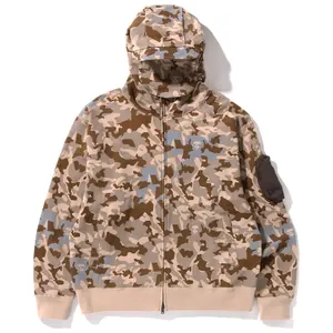 Sudadera con capucha de camuflaje para hombre y mujer, conjunto de sudadera de algodón con estampado de tiburón y lazo, ropa de calle informal de gran tamaño