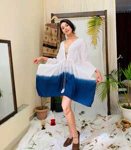 Kaftan indien en coton coloré pour femmes, vêtements d'été, manches courtes, encolure en v, style bohème, vente en gros, - Product Image 4