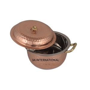 Pot de service en cuivre gaufré récipient de service pour occasions Pot de service en cuivre pur avec couvercle en verre casserole de cuisson marmite de service - Product Image 4