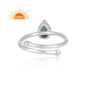 Anillo de piedras preciosas de Topacio Azul de Londres, banda ajustable, Plata de Ley 925, anillo fino, fabricante de joyería - Product Image 4