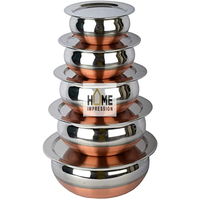 Lot de 10 Pièces de Batterie de Cuisine en Acier Inoxydable avec Couvercles en Verre et Poignées Métalliques, Matériau Écologique