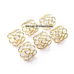 Rond de serviette en aluminium nickelé de forme ronde feuille de métal utilisé pour décoration de table de mariage et de fête - Product Image 4