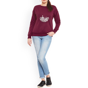 Sudaderas de mujer personalizadas de alta calidad Nueva moda Cuello redondo liso con logotipo frontal Precio - Product Image 4