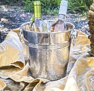 Stainless Steel Hammered Wine <b>Bucket</b> Usage Home Hotel Restaurant Room Indoor and Outdoor Made in India Commercial Buyers Modern - Product Image 1