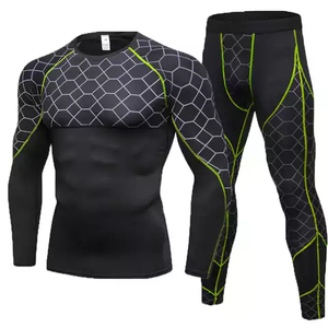 Custom Printed <b>Mens</b> Long Sleeve BJJ MMA Rash Guard <b>Mens</b> <b>Compression</b> Tights t Shirt <b>Leggings</b> Set - Product Image 1