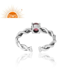 Twisted Silver Wire Designer Ring Wholesale Prong Set Pink Tourmaline Gemstone Solitaire Ring Jewelry Supplier - Product Image 4