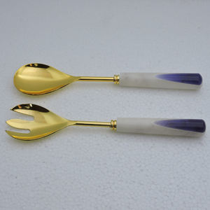 Poignée de gava en résine transparente de nouvelle conception et acier inoxydable avec accessoires de cuisine de serveur de salade plaqués or - Product Image 5