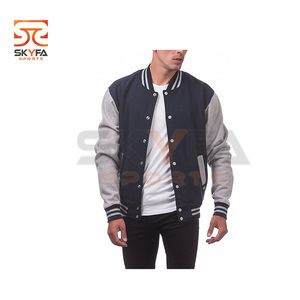 Chaqueta universitaria de béisbol con mangas de cuero para hombre - Product Image 2