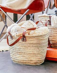 Cesta grande de playa XL, con asas dobles cortas y largas de cuero - Product Image 1