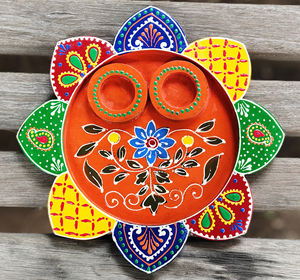 Pooja Thali-Pooja de madera pintada a mano, diseño religioso hindú, para cualquier ocasión - Product Image 1