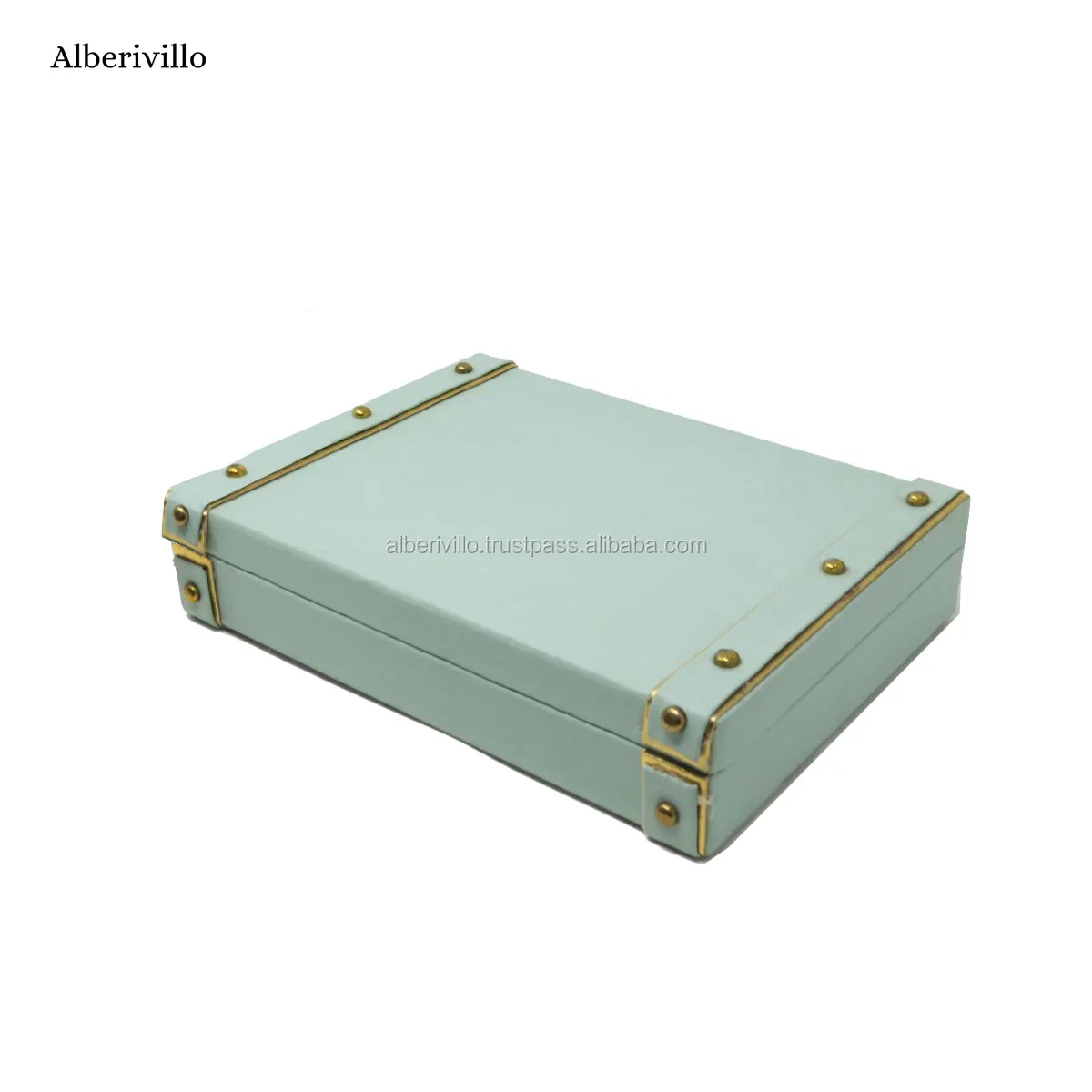 Scatola portagioie in legno ecopelle blu cielo scatola portagioie anello scatola portagioie da viaggio Design personalizzato