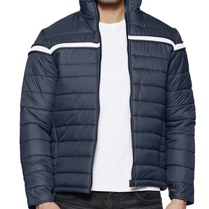 <b>Men's</b> Stylish Hooded Collar Puffer Jacket Custom Logo Zipper Closure New Design Rib Styled Sleeves Winter <b>Padded</b> High Street - Product Image 1