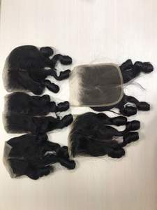 Peruvian <b>Curly</b> Double Machine Weave Closure Wig VIRGIN HUMAN HAIR <b>EXTENSION</b> at wholesale price High Quality - Product Image 5