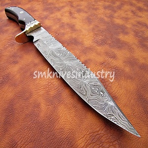 Couteau de chasse de damas fait à la main, personnalisable avec un travail de fichiers,(smk13487) - Product Image 6