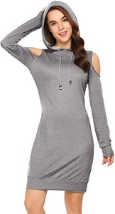 Sweat-shirt à capuche formel pour femme, imprimé, 100 % coton molletonné, manches longues, longueur genou, écologique - Product Image 2