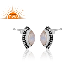 Pendiente de tuerca con diseño Floral de Gema Rosa Natural, joyería de plata de ley 925 oxidada antigua al por mayor, proveedor - Product Image 2