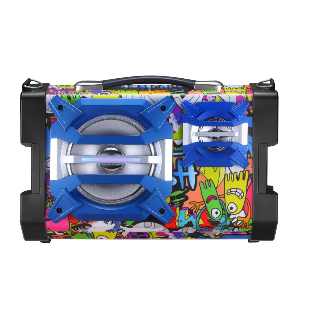 Portable Karaoke Boombox Sound System with Microphone, Volume/Echo Adjustment, LED Party Lights And Wedge Design