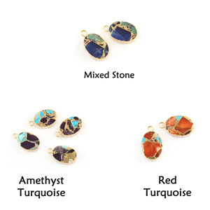 Joyería de latón galvanizado de oro de venta rápida para encontrar Mojave cobre púrpura turquesa piedra preciosa conector forma ovalada fianza única - Product Image 5