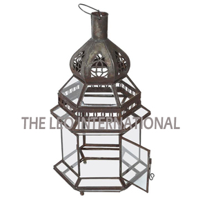 Iron Classic Metal Lantern <b>Candle</b> Christmas Home Decoration <b>Red</b> Glass Round Shape Factory Directly Sale - Product Image 5