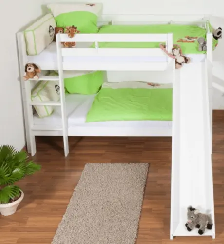 Wooden Bunk Bed Cheap White Wooden Hot Selling Children Furniture Solid Wood And Mdf Bunk Bed For Kids Bed Blue For Boy