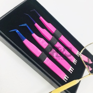 แหนบต่อขนตารูปหัวใจสีชมพูใหม่แหนบสแตนเลสแบบปรับแต่งได้อย่างยั่งยืนโลโก้ขนมิงค์ - Product Image 3