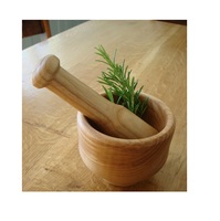 Mortier et pilon en bois pour la cuisine, forme ronde, écraseur d'ail, broyeur d'épices alimentaires, mortier et pilon en bois pour usage artisanal