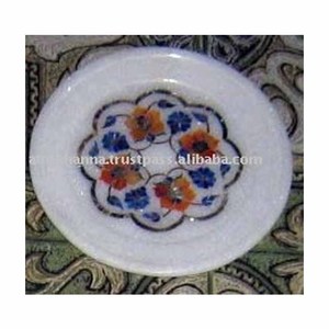 Plaque en marbre poli de qualité supérieure avec incrustation florale pour la décoration intérieure - Product Image 1