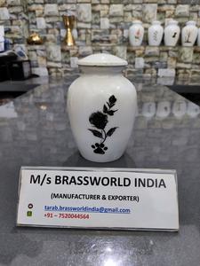 Urna Funeraria de Aluminio Pintada a Mano con Diseño Floral para Mascotas - Product Image 2