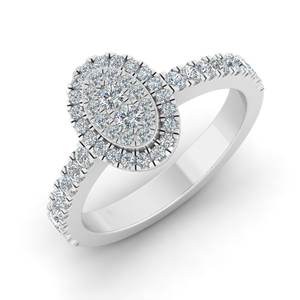 Bague de fiançailles en or blanc avec cluster de diamants naturels ronds de 1,00 carat, sertis à griffes, pour femme - Product Image 1