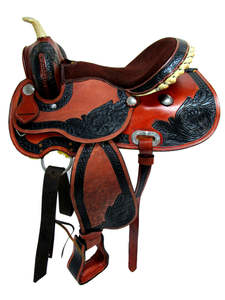 Juego de tachuelas de sillín de caballo occidental de carreras de barril de cuero genuino duradero de primera calidad varios tamaños 14 '-18' varios colores disponibles - Product Image 3