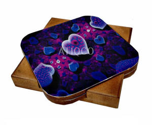 Ensemble de sous-verres en bois avec imprimés peints en forme de cœur bleu élégant Tapis et tampons élégants pour la cuisine - Product Image 1