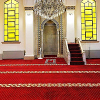Tapis de prière en rouleau en nylon, laine et terylène imprimé en 3D, motif rouge, pour mosquée, en polyester durable, taille et design personnalisables