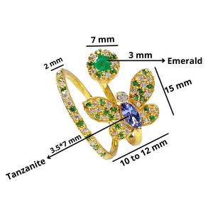 Diseñador de plata esterlina 925 chapado en oro multicolor piedra preciosa ajustable moda dedo mariposa anillo - Product Image 2