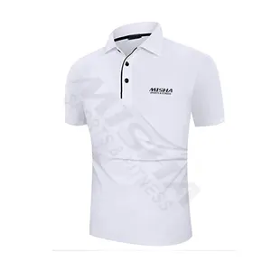 Polo de couleur blanche pour hommes, Logo personnalisé, vente directe d'usine, - Product Image 1