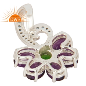 Chrome Diopside Améthyste Pendentif Pierres Précieuses Bijoux 925 Argent Fleur Conception Pendentif Pour Femmes Fournisseur Dainty Collection - Product Image 3