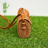 Tas Selempang Rotan Grosir VIETNAM, Tas Tangan Setengah Lingkaran Bambu untuk Wanita, Tas Pantai Liburan Musim Panas