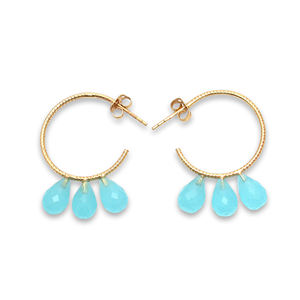 Calcedonia Aqua de piedras preciosas de plata esterlina 925 Chapado en plata joyería pendiente - Product Image 4