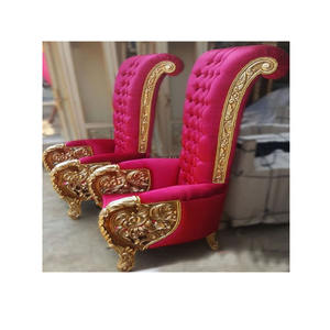 Chaises de trône pour cérémonie de mariage, roi et reine, chaises décoratives de mariage à dossier haut, vente en gros, chaises en bois massif pour la mariée et le marié, Royaume-Uni - Product Image 1
