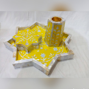 Vente en gros Plateau de service moderne en bois Incrustation de nacre d'Arabie de luxe Vente à chaud Plateau décoratif pour Ramadan avec animaux - Product Image 1