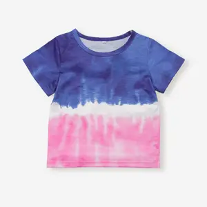 Camiseta de manga curta com tie-dye para bebês e meninas Bangladesh atacado camiseta unissex de manga curta tie-dye para bebês e crianças 2019